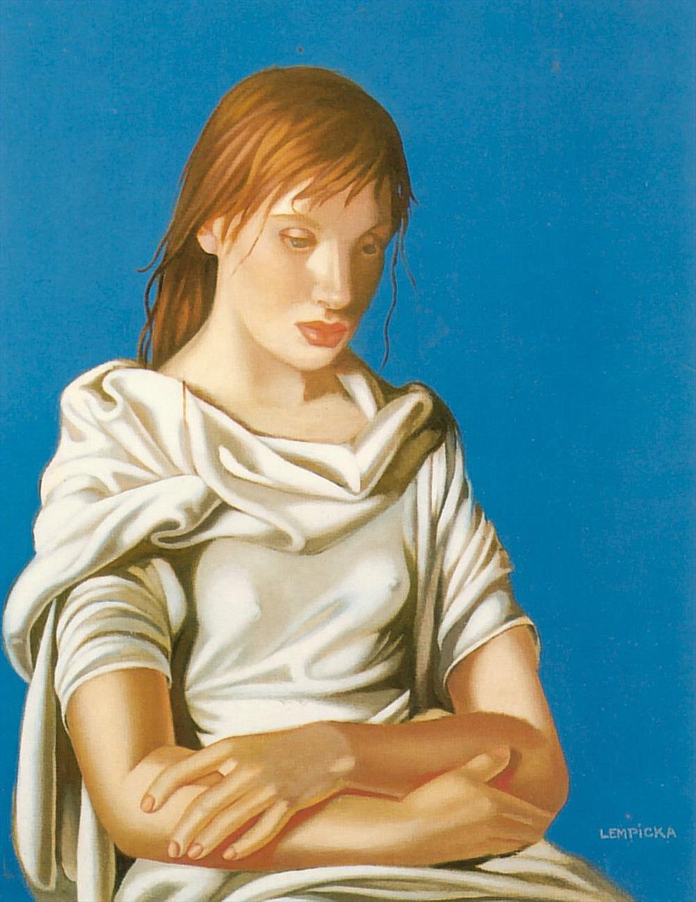junge Dame mit verschränkten Armen 1939 Zeitgenosse Tamara de Lempicka Ölgemälde